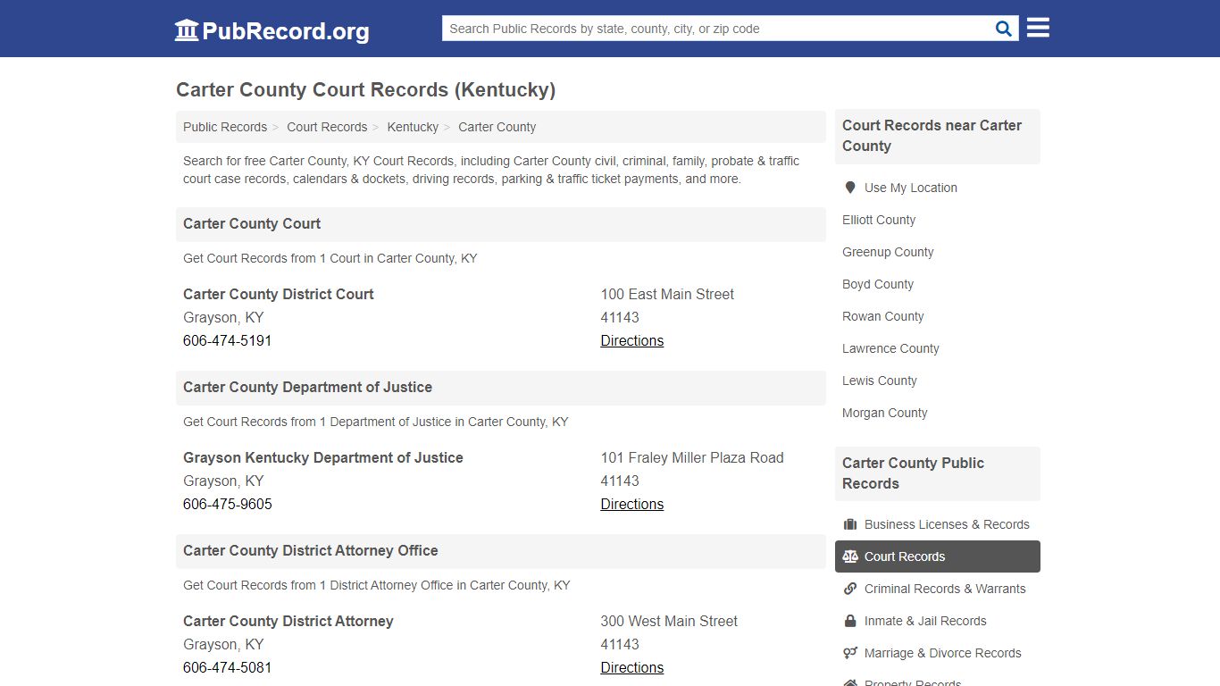 Free Carter County Court Records (Kentucky Court Records) - PubRecord.org