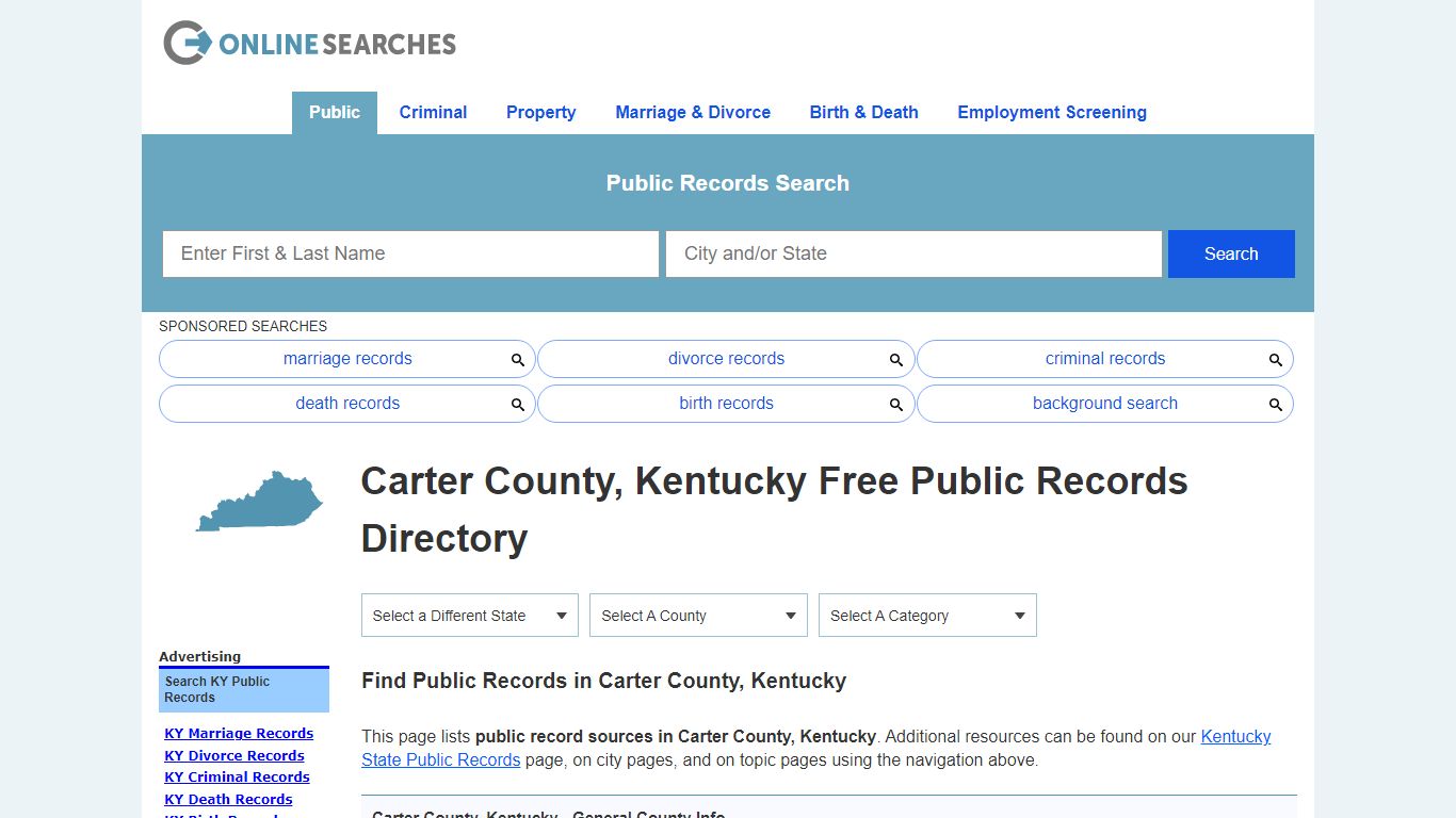 Carter County, Kentucky Public Records Directory